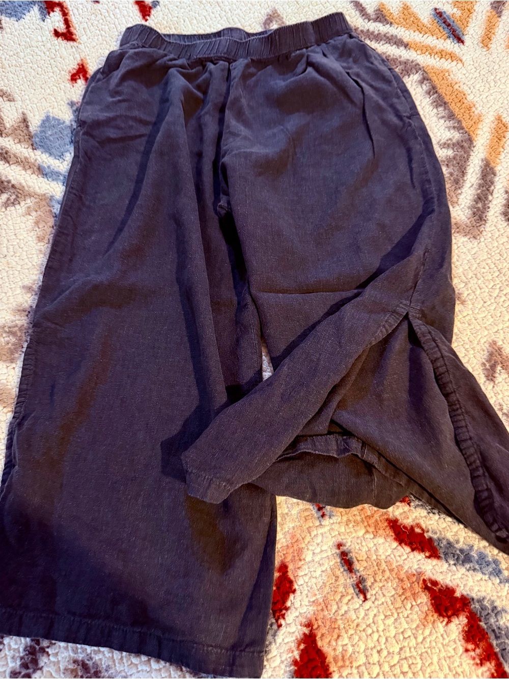 Women’s Navy Elastic-Waist Corduroy Pants